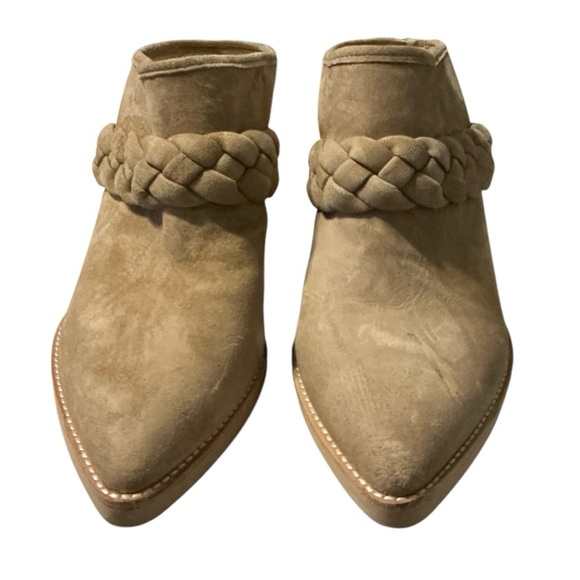 Vince Camuto "SERLA" TAN BROWN Suede Pointed Toe Mule Heels Boots SIZE 8.5‎ - Picture 1 of 7